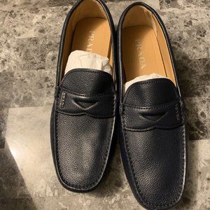 Prada Spazzolato Rios Calzature Uomo Navy Blue Size 11.5